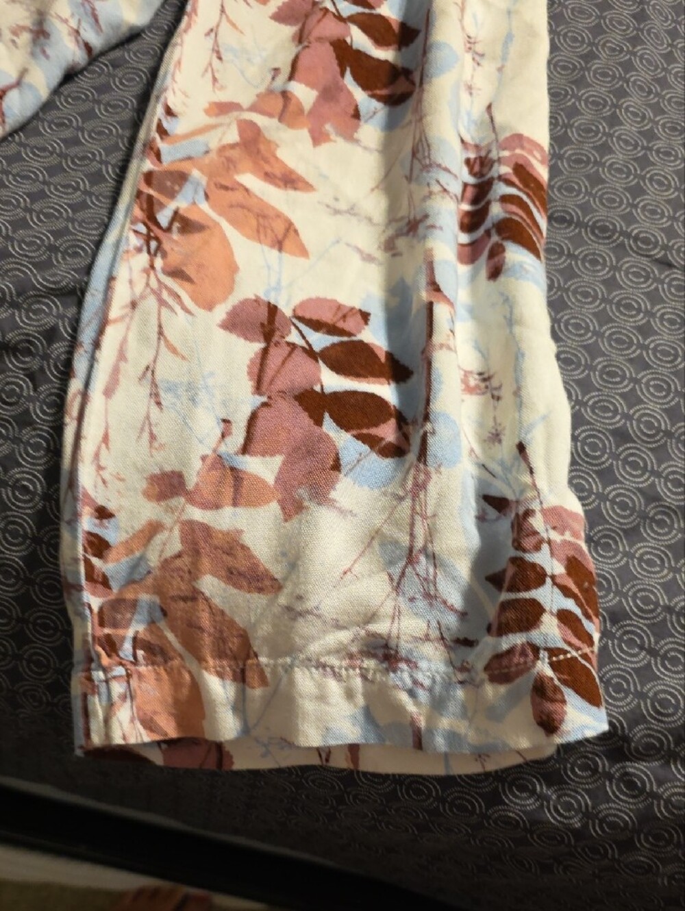 Rewash Cream Pants with Rust & Light Blue Leaf Print - Picture 3 of 5